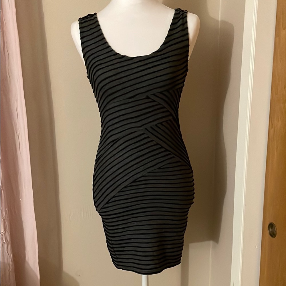 Elegant Black Striped Dress